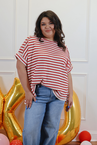 Lily Stripe Boxy Tee in Plus