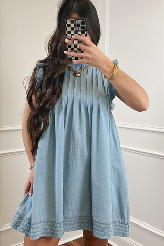 Blue Skies Ruffle Mini Dress