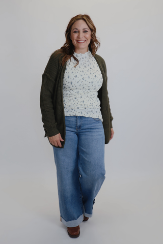 Everyday Comfort Waffle Knit Cardigan