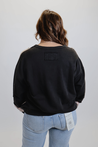 Boho Patchwork French Terry Pullover in Plus