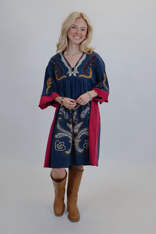 Boho Embroidered Tunic Dress