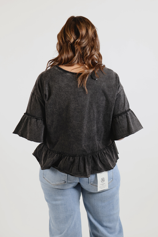 Washed Willow Ruffle Knit Top