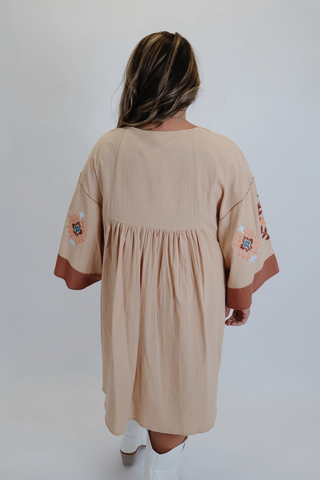 Chasing Sunsets Embroidered Mini Dress in Plus