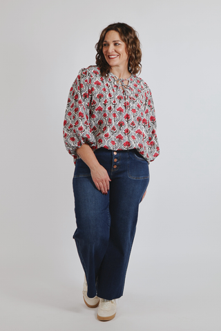 Garden Grace Floral Tie Blouse