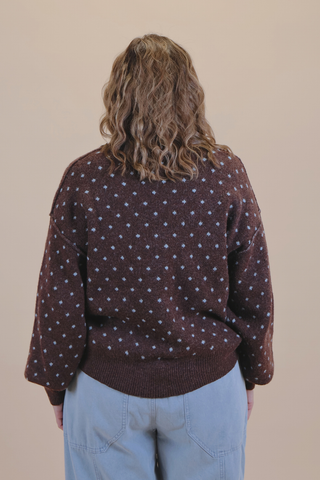 Hot Cocoa Dot Balloon Sleeve Sweater
