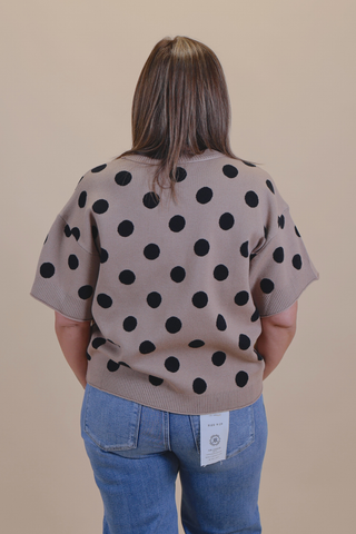 Taupe Dot Sweater Top