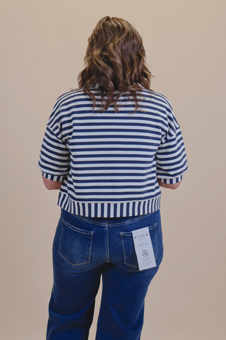 Harbor Stripe Button Top
