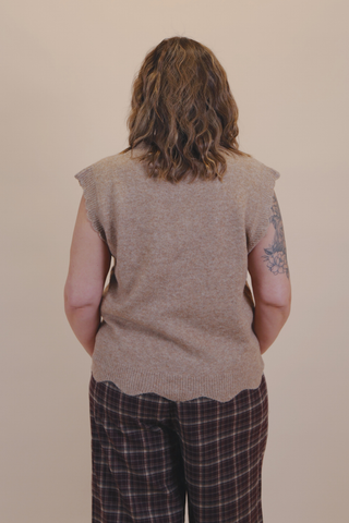 Sweet Scallop Button Front Sweater Vest