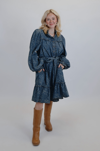 Dusty Petal Denim Mini Dress