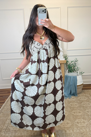 Seaside Crochet Shell Midi Dress