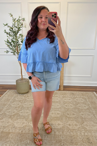 Washed Willow Ruffle Knit Top