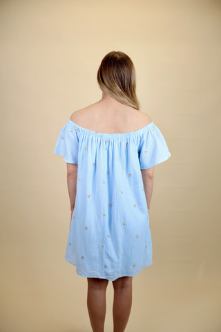 Flower Picking Gauze Mini Dress