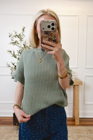 Sagewood Breeze Open Knit Top