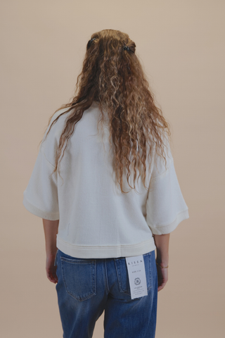Cream Button Henley Top