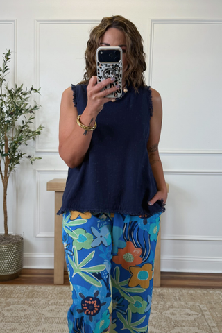 Navy Breeze Fray Tank