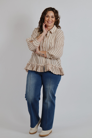 Sunday Stroll Striped Ruffle Shirt