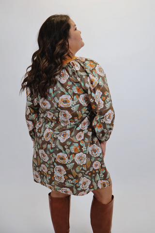 Vintage Camellia Print Mini Dress