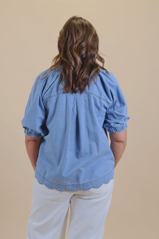 Denim Mist Dot Blouse