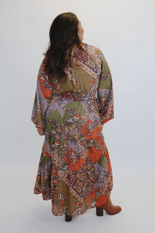 Mirabel Patchwork Satin Maxi Dress