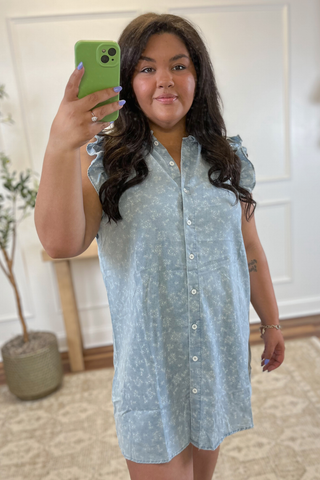 Bluebell Ruffle Chambray Tunic