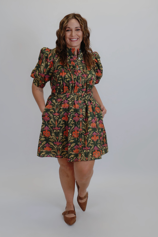 Garden Charm Belted Mini Dress