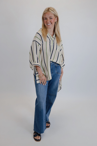 Harbor Stripe Button-Up Shirt
