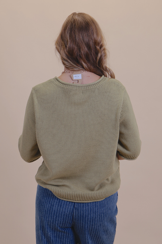 Raw Edge Half Sleeve Sweater Knit Top