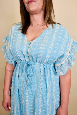 Embroidered Boho Midi Dress