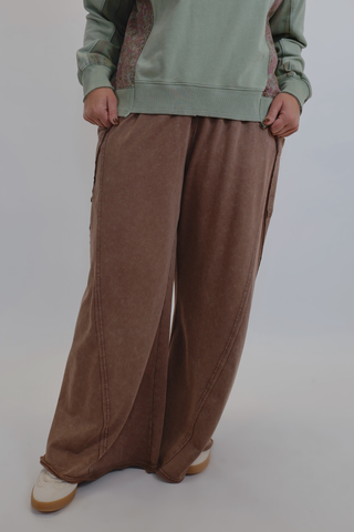 Driftwood Mineral Wash Wide Leg Cargo Pants