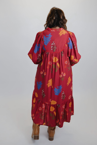 Autumn Blossom Smocked Maxi Dress