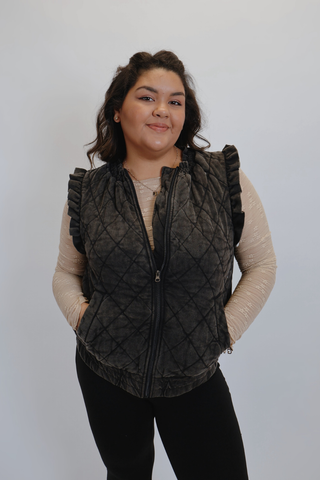 The Willow Ruffle Quilted Vest