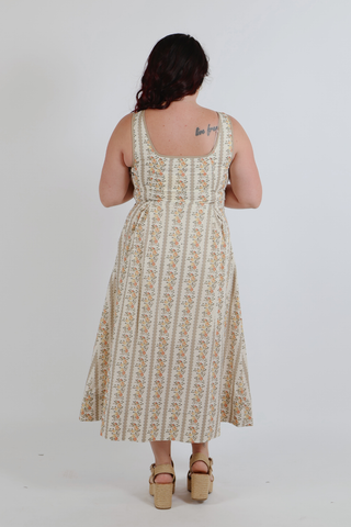 Golden Meadow Stripe Midi Dress