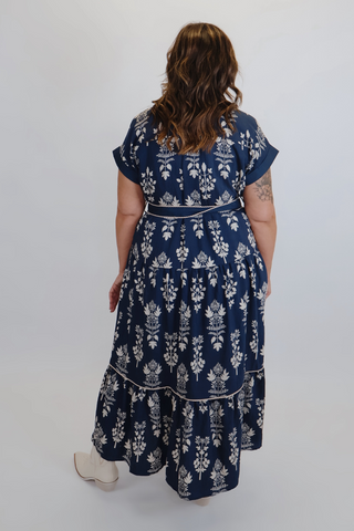Indigo Wildflower Midi Dress