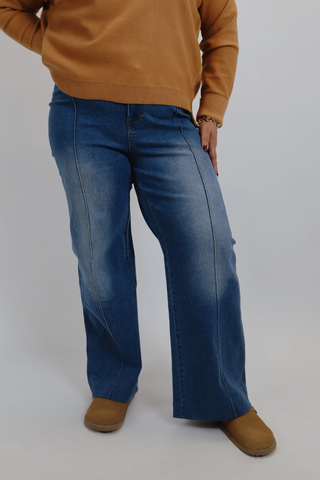 The Downtown Pintuck Wide-Leg Jean
