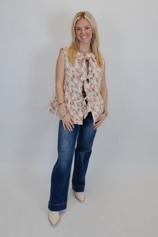 Flora Ruffle Tie Vest