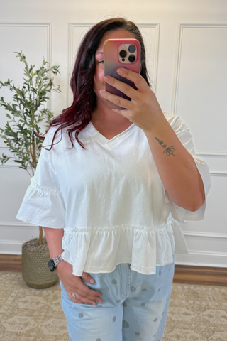 Washed Willow Ruffle Knit Top