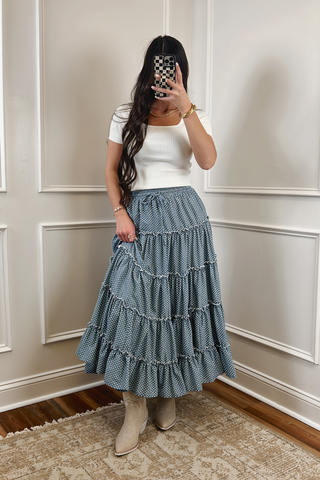 The Daisy Dot Tiered Maxi Skirt
