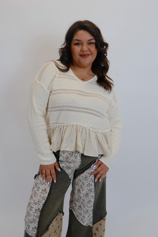 Callie Ruffle Crochet Sweater