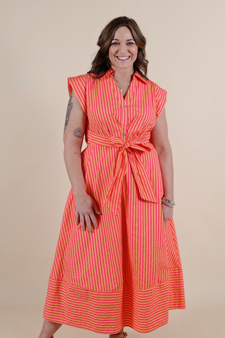 Sunset Stroll Stripe Midi Dress