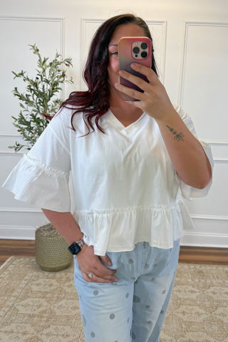 Washed Willow Ruffle Knit Top