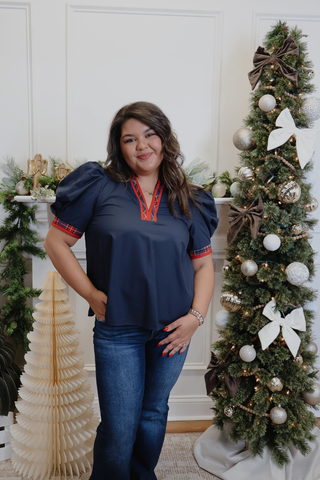 Midnight Charm Puff Sleeve Top
