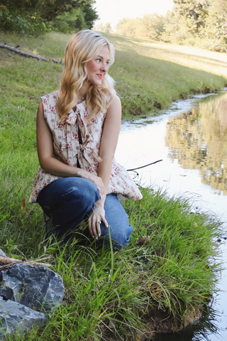 Flora Ruffle Tie Vest
