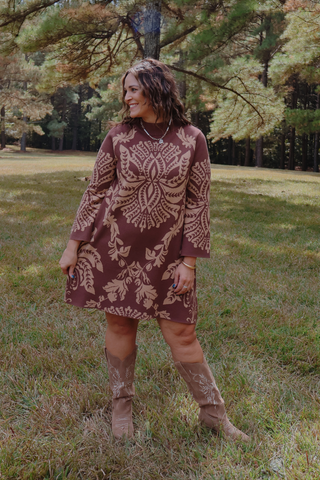 Arden Two-Tone Abstract Sweater Dress