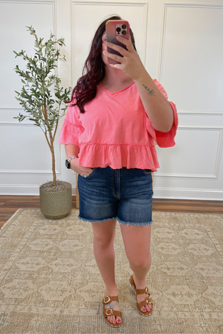 Washed Willow Ruffle Knit Top