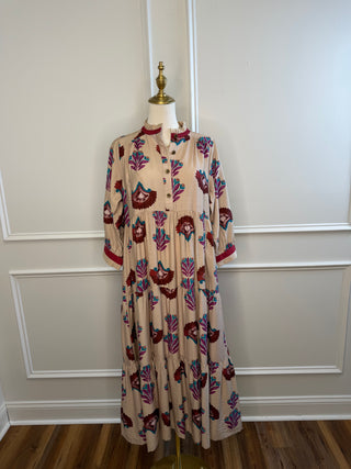 Meadow Bloom Tiered Midi Dress