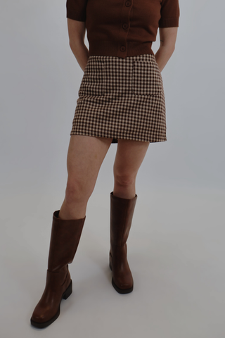 Brown Sugar Gingham Skort