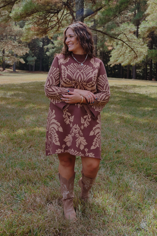 Arden Two-Tone Abstract Sweater Dress