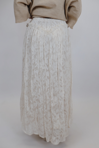 Ivory Bloom Lace Maxi Skirt