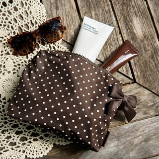 Case-Mate Espresso Polka Dot Crinkle Makeup Bag