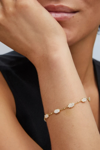 Emilie Gold Chain Bracelet - Iridescent Drusy